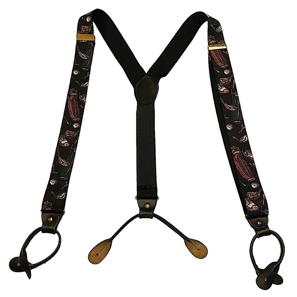 PELICAN USA Golf Motif Elasticized Button On Braces Suspenders - Picture 2 of 8